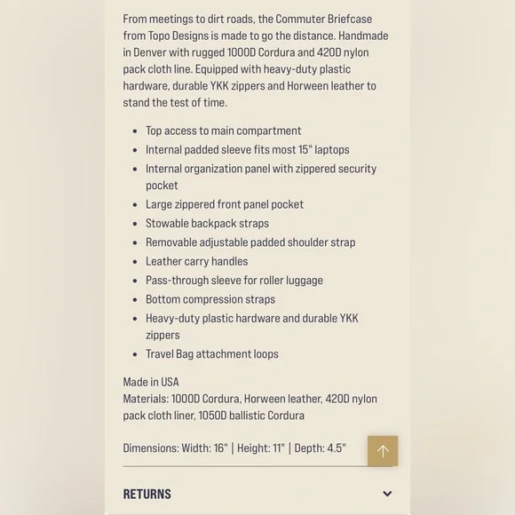 Topo Designs Commuter Briefcase - Navy/Brown Leather - Picture 3 of 10